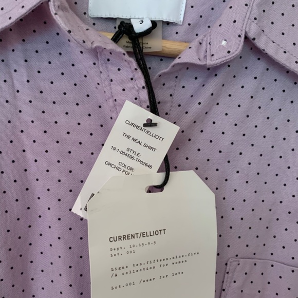 NWT Current Elliott Shirt Orchid polka dot Size 3 (La… - Picture 3 of 7
